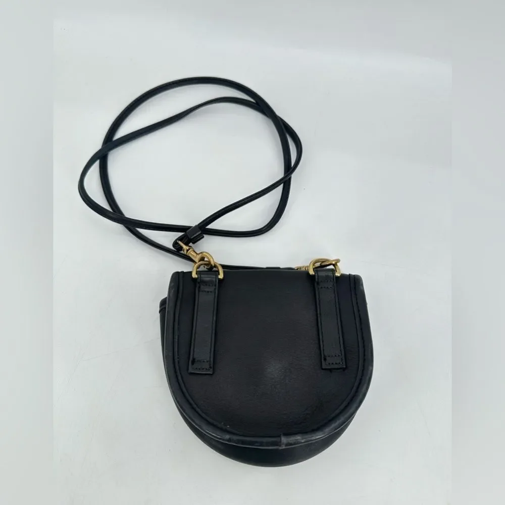 Vintage Coach Mini Crossbody Coin Purse Black Leather Turn Lock Pouch Bag